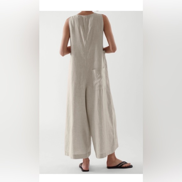 COS Linen 100% Wide Leg Jumpsuit Modern Scandinavian Minimalist Lagenlook, M/L - Picture 2 of 12